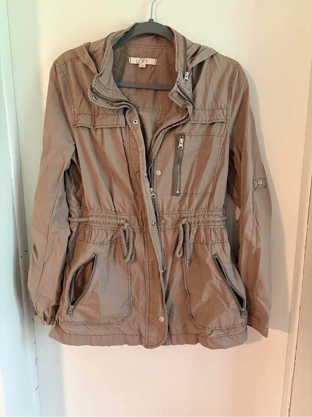 LOFT Women's Light Mauve Hooded Anorak Jacket